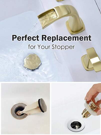 1 pezzo Tappo universale per lavandino da bagno, filtro anti-ostruzione per lavabo da bagno con catturatore di capelli (Oro)