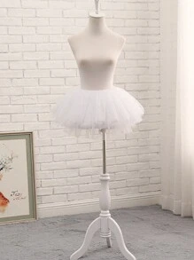 1pc Women Asymmetrical Multilayer Soft Netting Tulle Cosplay Daily Wear Lolita Style Layered Tutu Mini Skirt - Boneless Short Petticoat - View 9