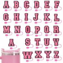1pc/5pcs/12pcs Letter And Pink Straw Covers Cap For Tumblers Cup,Cute Silicone Straw Topper Accessories For 10mm Drinking Straw Tip Covers- Durable, Easy To Clean, And Reusable Straw Toppers For Hot And Cold Beverages