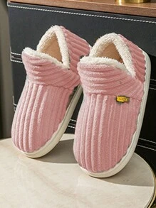 Fashionable Striped Slip-Resistant Warm Fluffy Student Slippers For Children And Teenagers - Pink - View 6