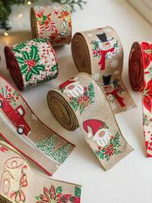 1 rollo 2 metros Cintas decorativas para árbol de Navidad, cintas decorativas para envolver regalos de Navidad - Multicolor - Ver 8