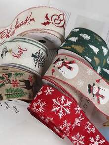 1 rollo 2 metros Cintas decorativas para árbol de Navidad, cintas decorativas para envolver regalos de Navidad - Multicolor - Ver 5
