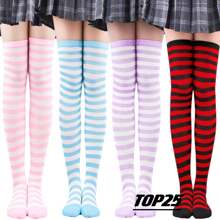 Women Over The Knee Socks - Azul y blanco - Ver 2