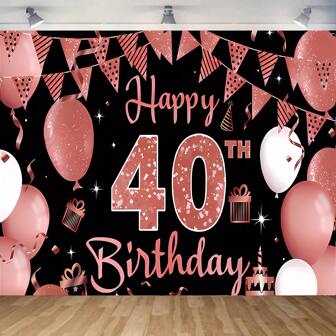 1pc Rose Gold Balloon Birthday Theme Backdrop, Photography Prop Background Cloth