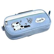 1pc Cute Cat Printed Stationery Bag, Double Zipper Drawstring Pencil Case, Large Capacity Student School Supplies, Back To School Gift - Multicolor - View 8