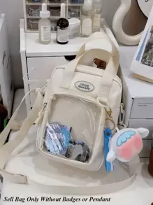 Y2K 日本原宿小斜挎包女士迷你手提包透明 Itabag 女孩背包学校单肩包钱包和手提包 Ita Bag，街头和日式风格女包 - 白色 - 查看 6