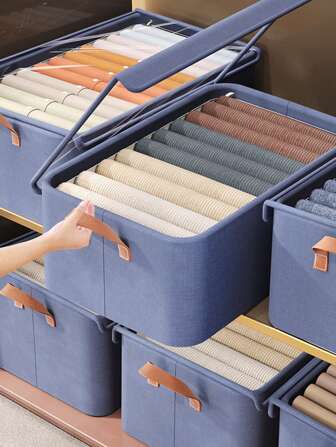 Caja de almacenamiento con marco de acero y tapa transparente, organizador de ropa y pantalones, cajón plegable para el dormitorio, organizador, organizador, almacenamiento del hogar, camiseta blanca para mujer, pantalones negros para mujer, ropa de invierno para señoras, vestido, ropa de invierno para señoras, vestidos elegantes para mujer, camisa blanca para señoras, manga larga, mono blanco para mujeres, vestidos de primavera para mujeres, atuendos de primavera para mujeres, primavera, ropa de primavera, minimalista, blusas de verano