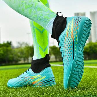 Outdoor Soccer Shoes/Football Boots/Baseball Shoes For Men & Women, TF Studs, Suitable For Artificial Turf & Natural Grass, AG Long Studs, Anti-Slip, Durable, Comfortable, Professional Leather High-Top Soccer Shoes, For Teenagers, World Cup Super