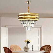 Đèn thả trần pha lê K9 3 tầng 11 inch, đui đèn E27, lắp âm trần có thể điều chỉnh, màu vàng sang trọng, thích hợp cho phòng khách, phòng ngủ, tiền sảnh, hành lang (không bao gồm bóng đèn) - Một cỡ - Xem 15