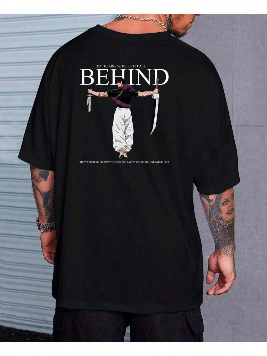 Traditional Japanese Manga Jujutsu Toji Fushiguro Left Behind Kaisen T-Shirt - 黑色 - 查看 1