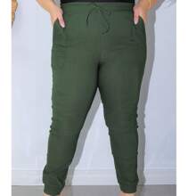 Bengaline Plus Size Women's Jogger Pants - Verde militar - Ver 2
