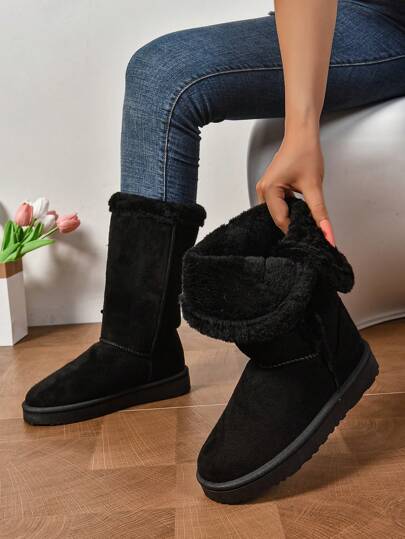 Winter Thermal Lined Snow Boots Women Warm Non-Slip Winter Shoes Women Horn Buckle Spring And Summer Long Tube Snow Boots Women Fashion Fur One-Piece Thick Thermal Lined Warm Winter Shoes Thick Bottom Anti-Slip Snow Boots One-Piece Thick Bottom Boots Spring And Summer Snow Fur Thermal Lined Fashion Thick Winter Shoes Women Warm Long Tube