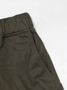 2pcs Tween Boy Teens American Flag Independence Day Elements Printed Short Sleeve T-Shirt And Multi-Pocket Work Shorts, Spring And Summer - Green - View 4