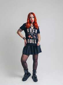 Rock And Roll Guitar Short Sleeve T-Shirt - Black - View 2