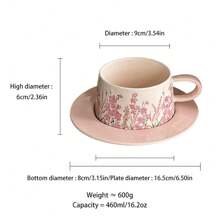 French Vintage Pink Ceramic Coffee Cup And Saucer Set, Afternoon Tea Flower Tea Cups, Exquisite High-End Ceramic Mugs Back To School