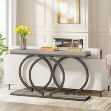 Tribesigns 55 " Gold Console Table, Faux Marble Entryway Table Narrow Long Sofa Table Accent Table For Living Room - Grey - View 2