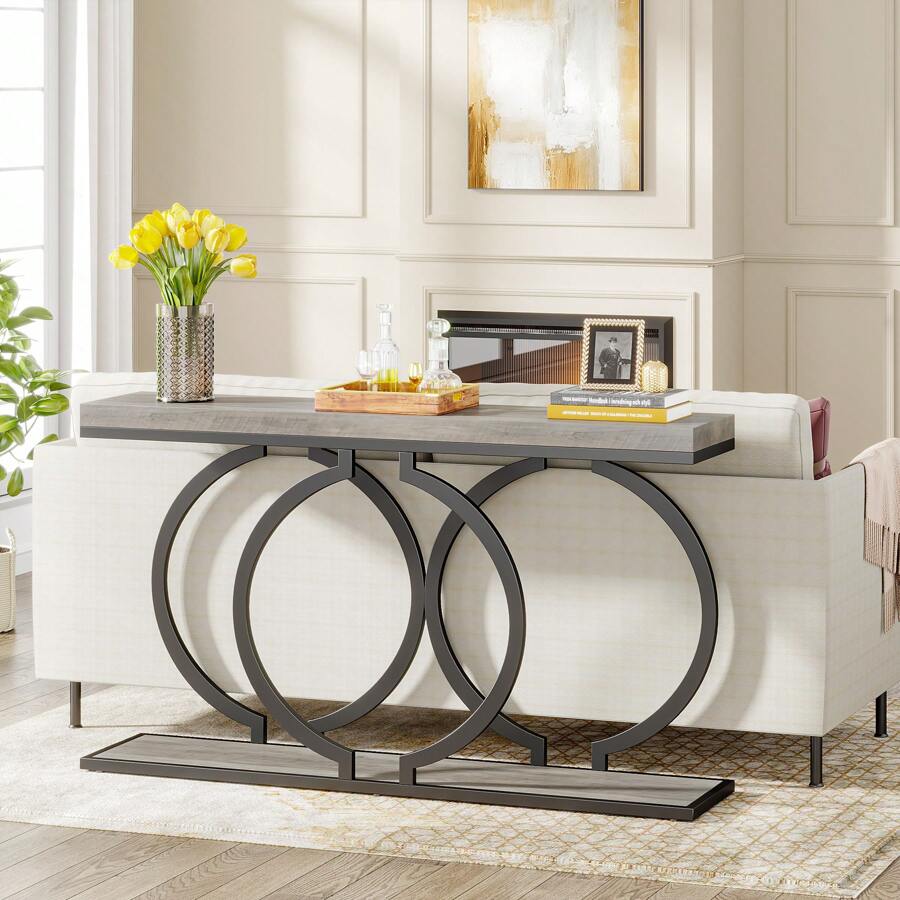 Tribesigns 55 " Gold Console Table, Faux Marble Entryway Table Narrow Long Sofa Table Accent Table For Living Room