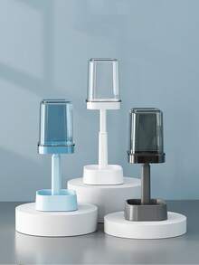 1pc Deluxe Clear Plastic Toothbrush Holder & Rinse Cup - Adjustable Height, Multi-Function Bathroom Storage Organizer Suitable For Couples, Perfect For Students - No Battery Required - Multicolor - View 4