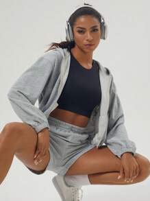 GOSOUER Women's Elastic Waist Casual Outdoor Exercise Polyester Loose Fitness Shorts