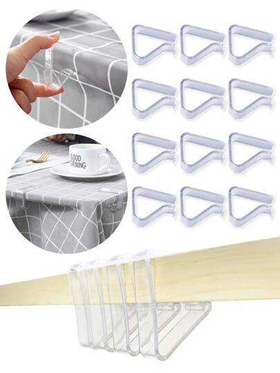 4/8/12Pieces Transparent Clear Tablecloth Clips, Plastic Table Cloth Clips,Windproof Table Cover Holder Clamps,Table Cloth Holder For Christmas Home Wedding Party Indoor Outdoor Camping Picnic (Large)