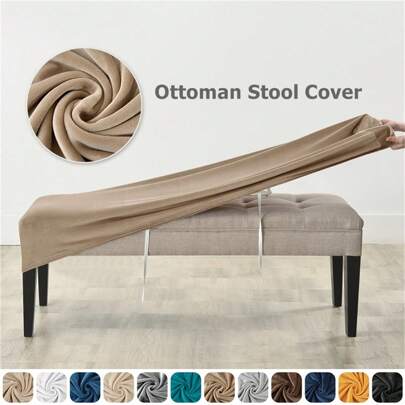 1 Máy Tính Nhung Mềm Cuốn Bao Spandex Co Giãn Dài Phân Có Có Thể Tháo Rời Có Thể Giặt Ottoman Bảo Vệ Ghế Cho Phòng Ăn Phòng Ngủ