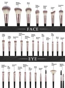 18-20-22-25-30 件套黑色和咖啡色化妆刷套装，优质合成毛眼影晕染刷套装，化妆工具，赠品，专业化妆刷，全套化妆工具 - 彩色 - 查看 4