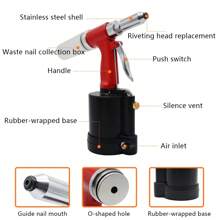 YUNRUX Rivet Nut Gun Pneumatic Rivet Gun 3.2-6.4mm Pneumatic Pop Rivet Pliers Blind Rivet Gun Including Mouthpieces Pneumatic Rivet Gun Low Air Consumption Cost-Saving Pneumatics - Red - View 3