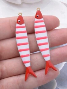 2 pezzi Ciondolo a forma di pesce a doppia faccia, adatto per uso fai da te