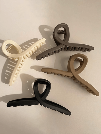 4件装女士强力抓发爪，防滑、不伤发、简约设计，多色休闲发饰，适合秋季、旅行等场合，是美发工具、配饰、美发用品的理想之选。