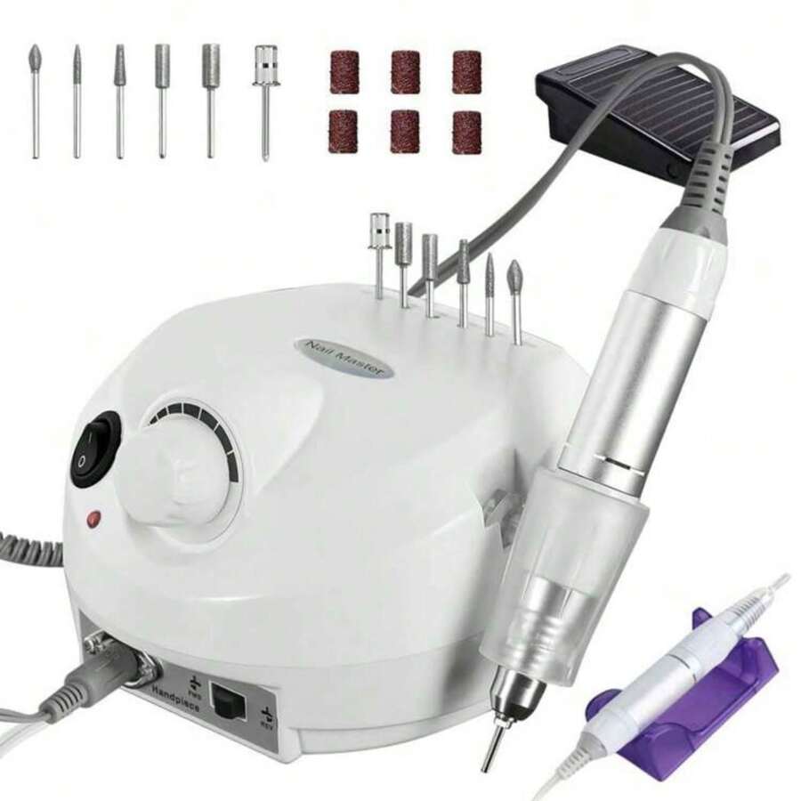 Pulidor de Uñas Profesional - Taladro Eléctrico de Uñas, Herramienta Pulidora de Uñas, rofesional Nail Artist Polisher Set Professional Nail Art Pen.For Shaping And Buffing, Cuticle Dead Skin Callus Remover & Gel Exfoliator Machine Set, Toenail Grinder Nail Polishing Equipment Nails Appliance Manicure Pedicure Kit Accessory DIY Nail Art Tool For Ceramic Acrylic Gel Nail, Salon & Home Use. - Blanco - Ver 1