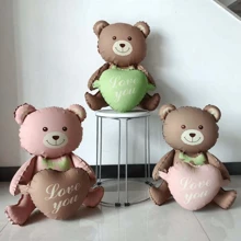 1 Stück 42-Zoll Niedlicher Herz umarmender Plüschbären-Ballon, für Feste, Feiern, Geburtstage, Muttertag, Heiratsanträge, Hochzeiten, Jahrestage, Partys & Heimdekoration