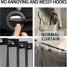 1PC Waffle Double Woven Shower Curtain, No Hook, Clear Top Window Hookless Shower Curtain With Snap Lined Waffle Shower Curtain Hotel Style Double Layer Machine Washable And Easy To Clean Bathroom Partition 72" X 75". - 黑色 - 查看 7