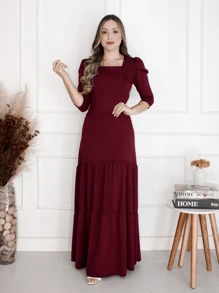 Beautiful Long Dress 3 Marias Moda Evangelica Launch - Redwood - View 3