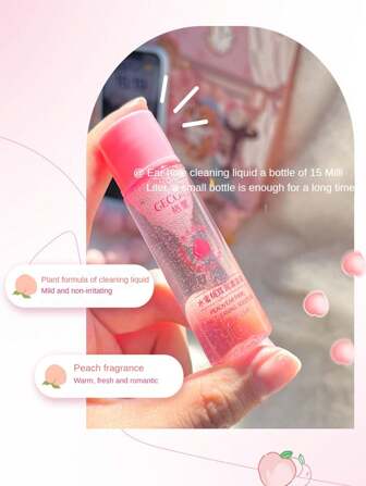 1 caja Solución para limpieza de oídos con aroma a melocotón y limpieza/prevención de /eliminación de suciedad, set de toallitas, decoración para sala de estar, dormitorio, baño, hogar, artículos de viaje, bodas, fiestas, cumpleaños, regalos para hombres, mamá, papá, amigos, Año Nuevo, accesorios, regalos divertidos, escuela, vuelta al cole, viajes, artículos esenciales para el hogar, limpiador de oídos