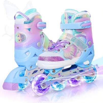 Inline Skates For Girls Kids, Adjustable Butterfly Roller Skates With Vibrant Colors Flashing Wheels, For Skates Beginners Women Lady