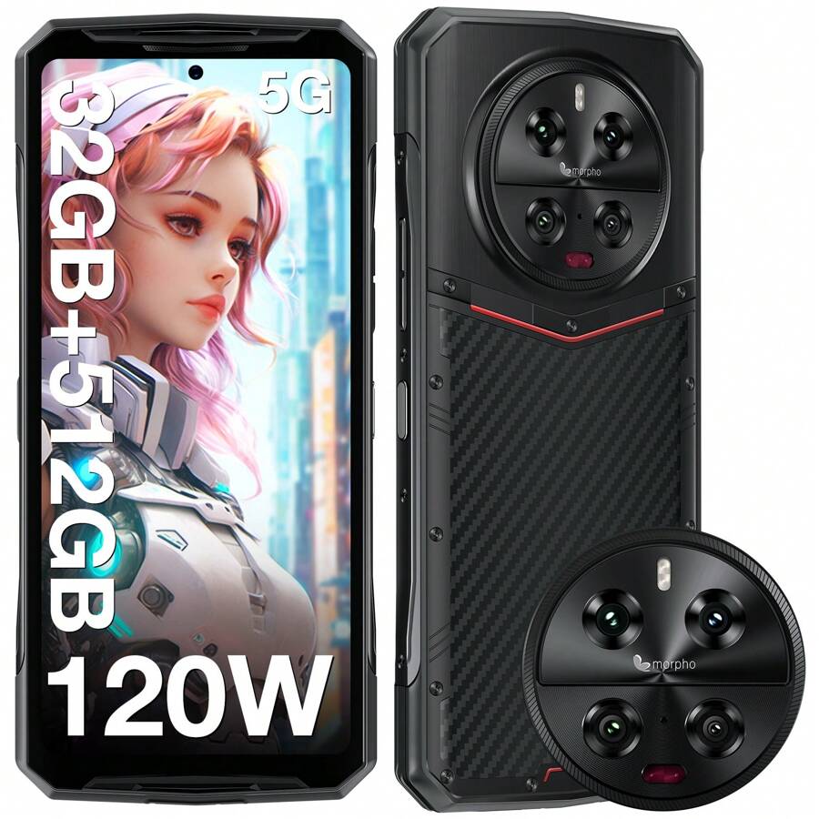 DOOGEE DK10 5G Rugged Mobile Phone 32GB + 512GB, Unlocked Cell Phone 2.5K AMOLED 6.67" FHD+ 120Hz Dimensity 8020, Rugged Smartphone With 64+50+50+16MP Camera, 120W Flash Charging, NFC/Side Fingerprint - màu đen - Xem 1