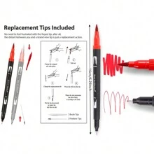 Juego de rotuladores artísticos de 12/24/36/48/60/72/100/120 colores con punta fina y de pincel, juego de bolígrafos para dibujo de artista, para pintura, boceto, caligrafía, diario y planificador de adultos, útiles escolares, regalos - Multicolor - Ver 11