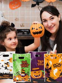 10/20/50 Piezas Bolsas de regalo con diseño de calabaza fantasmagórica de terror para Halloween, bolsas de embalaje para regalos de truco o para fiestas de Halloween, decoraciones de fiesta de Halloween, bolsas de compras, Navidad
