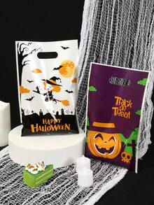 10/20/50 Piezas Bolsas de regalo con diseño de calabaza fantasmagórica de terror para Halloween, bolsas de embalaje para regalos de truco o para fiestas de Halloween, decoraciones de fiesta de Halloween, bolsas de compras, Navidad
