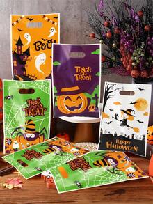 10/20/50 Piezas Bolsas de regalo con diseño de calabaza fantasmagórica de terror para Halloween, bolsas de embalaje para regalos de truco o para fiestas de Halloween, decoraciones de fiesta de Halloween, bolsas de compras, Navidad