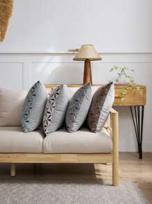 1件雪尼尔蓝白花卉提花枕套，农舍风花卉方形枕套，适用于沙发、床、椅子、客厅、卧室、汽车装饰 - 藍白色 - 查看 10