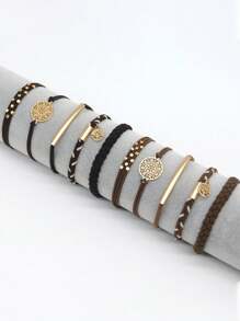 5件套波西米亚风女士弹力手镯发圈，马尾辫发圈，编织发圈，五种用途时尚发圈和手镯发圈，马尾辫发圈，发圈，橡皮筋，发绳，发饰，发饰，弹力发带 - 彩色 - 查看 3