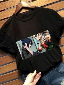 Anime T-Shirt Katsuki Bakugou Sasuke Uchiha Unisex 100% Cotton Streetwear Launch Shipping Various Colors!! - 黑色 - 查看 2