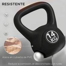 HOMCOM Pesa Rusa de Kettlebell de Fiteness Relleno de Arena con Mango Ancho Antideslizante para Ejercicios y Entrenamiento en Casa y Gimnasio Negro - Negro - Ver 3