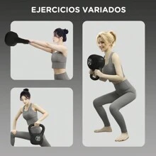 HOMCOM Pesa Rusa de Kettlebell de Fiteness Relleno de Arena con Mango Ancho Antideslizante para Ejercicios y Entrenamiento en Casa y Gimnasio Negro - Negro - Ver 5
