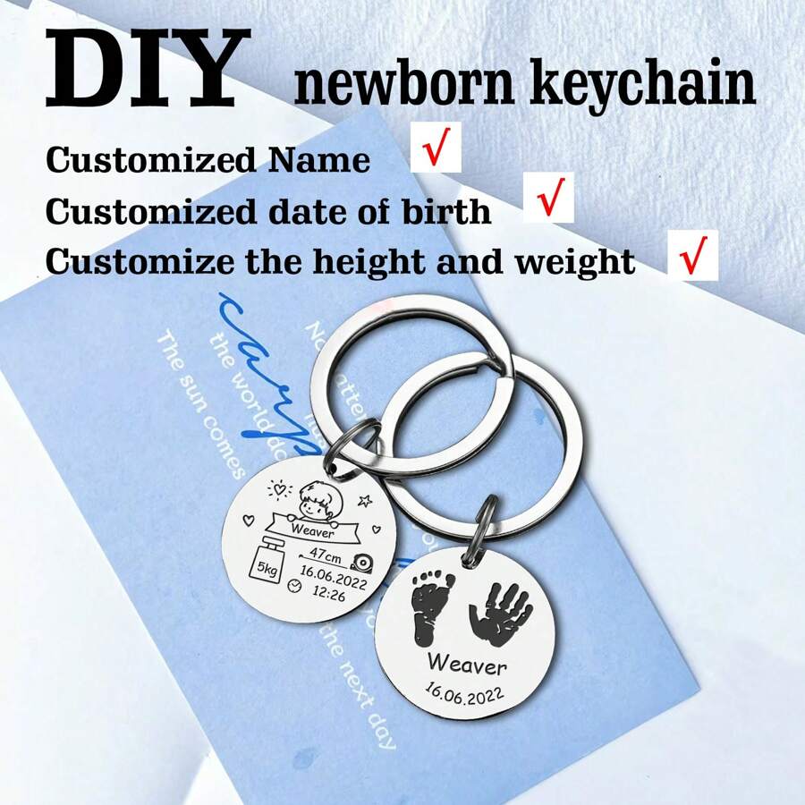 Customized Newborn Baby Keychain, Personalized Accessory To Celebrate New Baby's Birth, Popular Gift For New Parents, Surprise Keychain - Multicolor - View 1