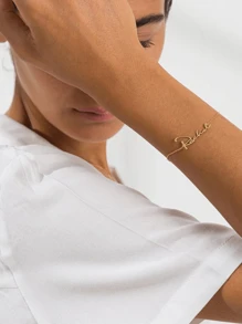 1 buc. Brățări cu nume personalizate pentru femei Brățară cu nume de fonturi în stil artistic personalizat Femei Bijuterii pentru fete Oțel inoxidabil Culoare aur Plăcuță personalizată Brățară cu lanț reglabil Cadou de Ziua Îndrăgostiților Cadouri unice de aniversare