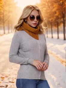 Coat Long Sleeve Modal Blouse With Details Women's Thick Design Winter Wool Sweater Details Printed Plain Long Sleeve - 灰色 - 查看 2