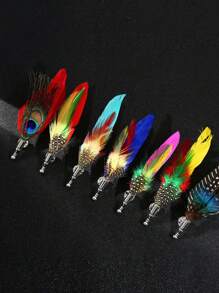 1 Feather Peacock Feather Fashion Brooch Western Ornament Accessory Suitable For Men's Evening Party Wear