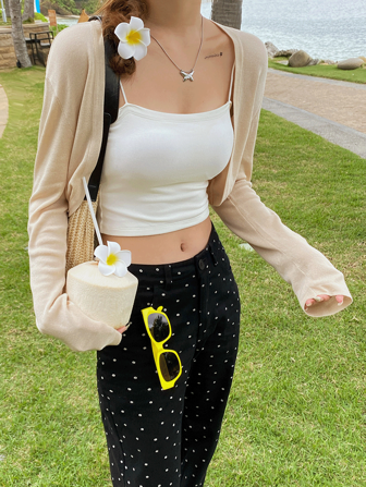 1 Stück leichtes Kleid mit Spaghettiträgern und Chiffon-Cover-Up als Sommer-Cover-Up